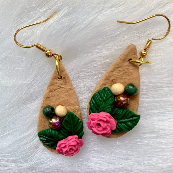 "Rustic Rose" drop Earrings