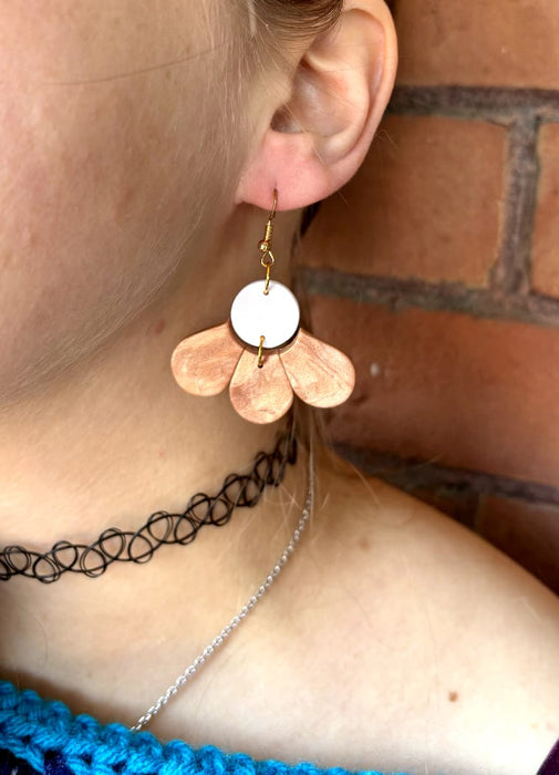 "Bronzy Daisy Petal" drop Earrings