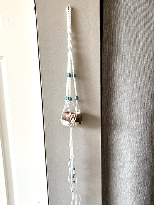 Mini Macrame - White with Blue beads