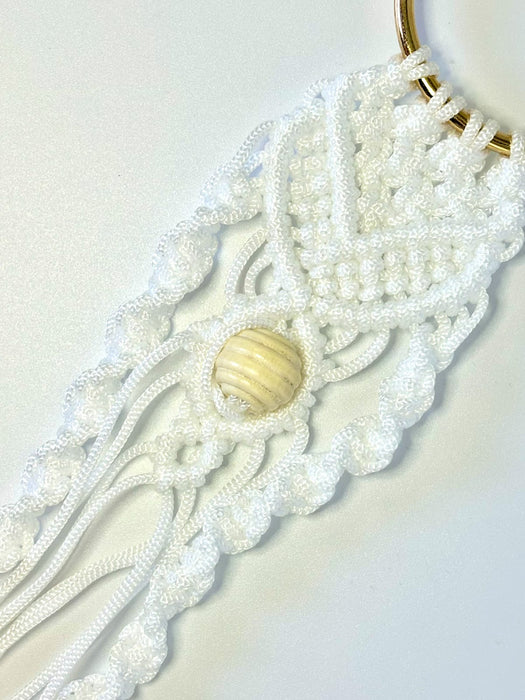 Mini Macrame - White with Cream beads